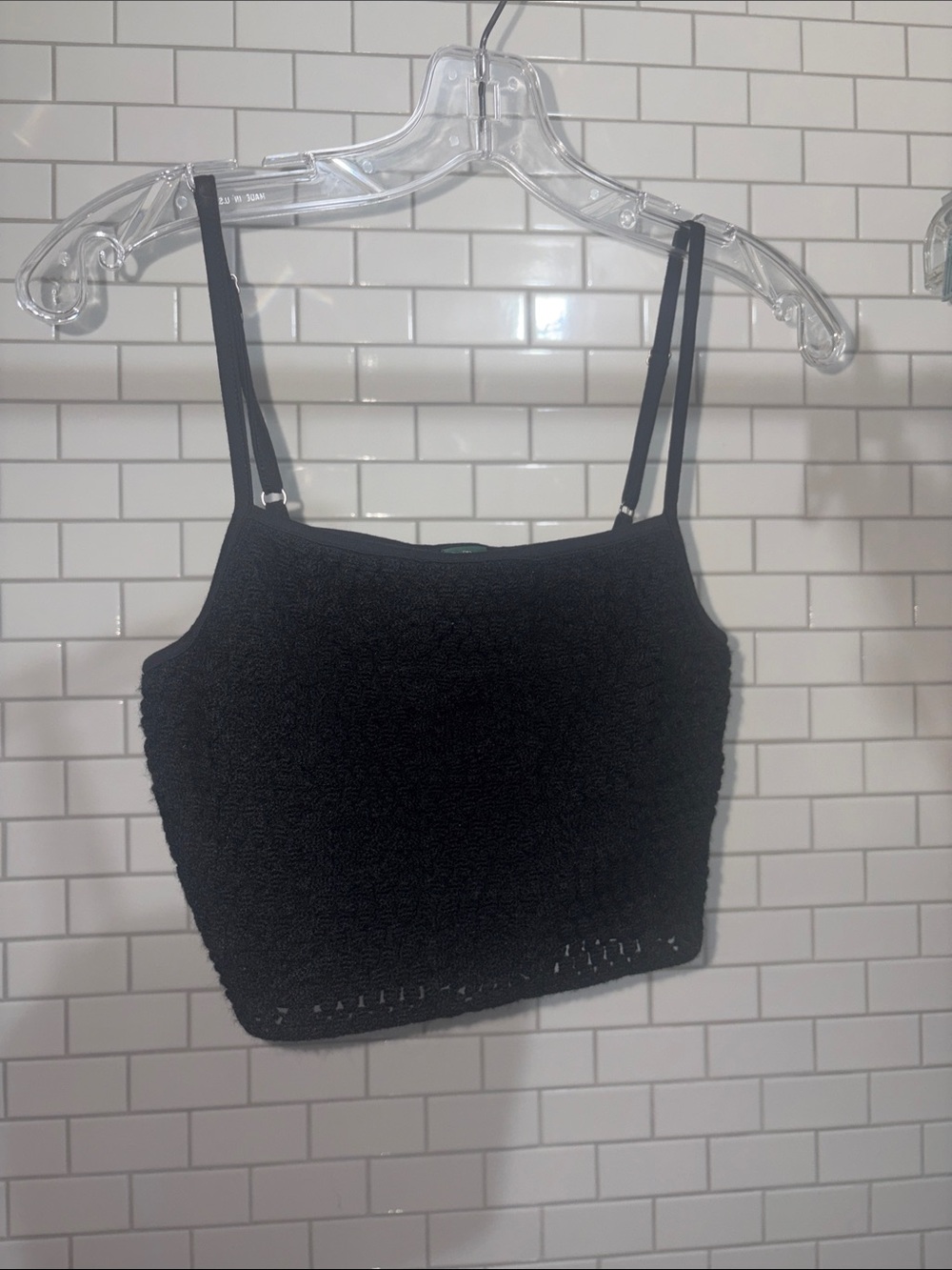 Black Knitted Cropped Tank - Women